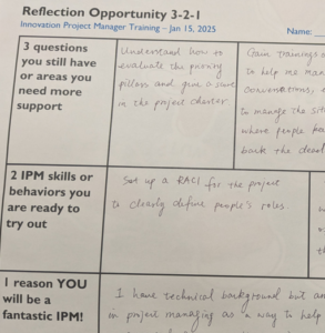 Sample IPM reflection activity
